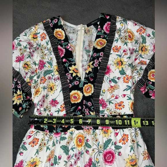 Forever 21 Size S White Black & Pink Floral Cottagecore Short Sleeve Maxi Dress - Picture 4 of 9